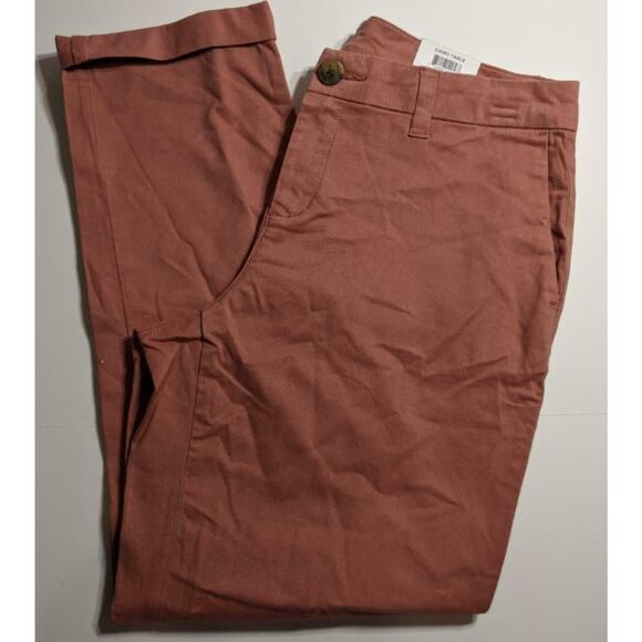 Style & Co Chino Pants Cropped Straight-Leg Rose Gold 4 Zipper Button Closure - Picture 1 of 7